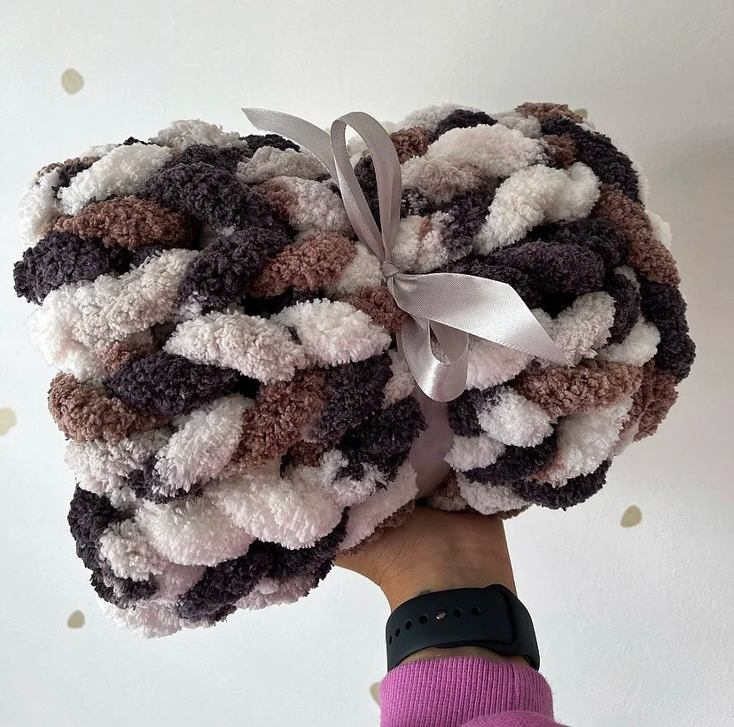 Super Chunky Hand-Knitted Baby Blanket (Chocolate Chip)