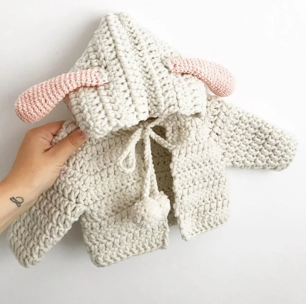 Crochet Baby Bunny Cardigan (Cream)