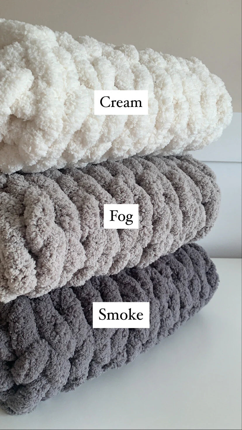 Super Chunky Hand-Knitted Baby Blanket (Fog/Storm/Smoke)