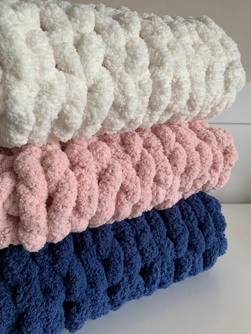Super Chunky Hand-Knitted Baby Blanket (Cobalt)