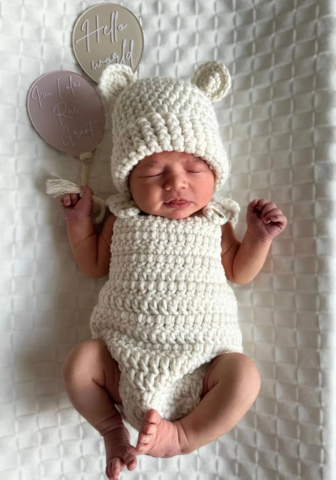 Romper, Hat & Bootie Set - Cream