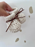 Suede Lace Baby Booties (Cream)