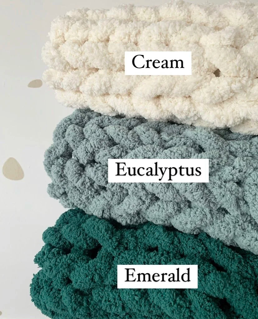 Super Chunky Hand-Knitted Baby Blanket (Emerald)