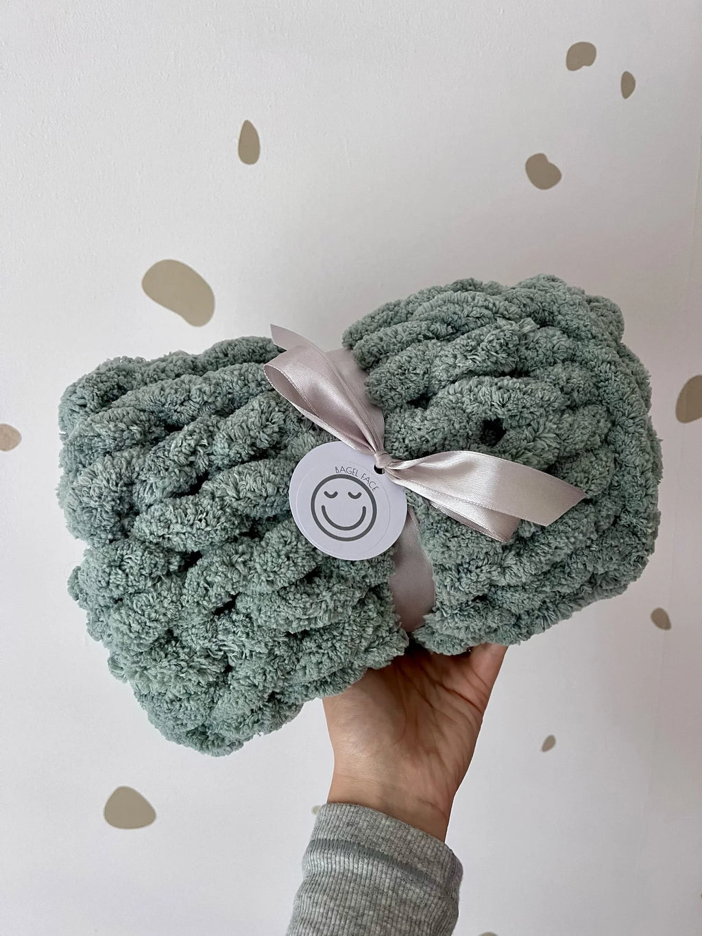 *RTS* Super Chunky Hand-Knitted Baby Blanket (Eucalyptus)