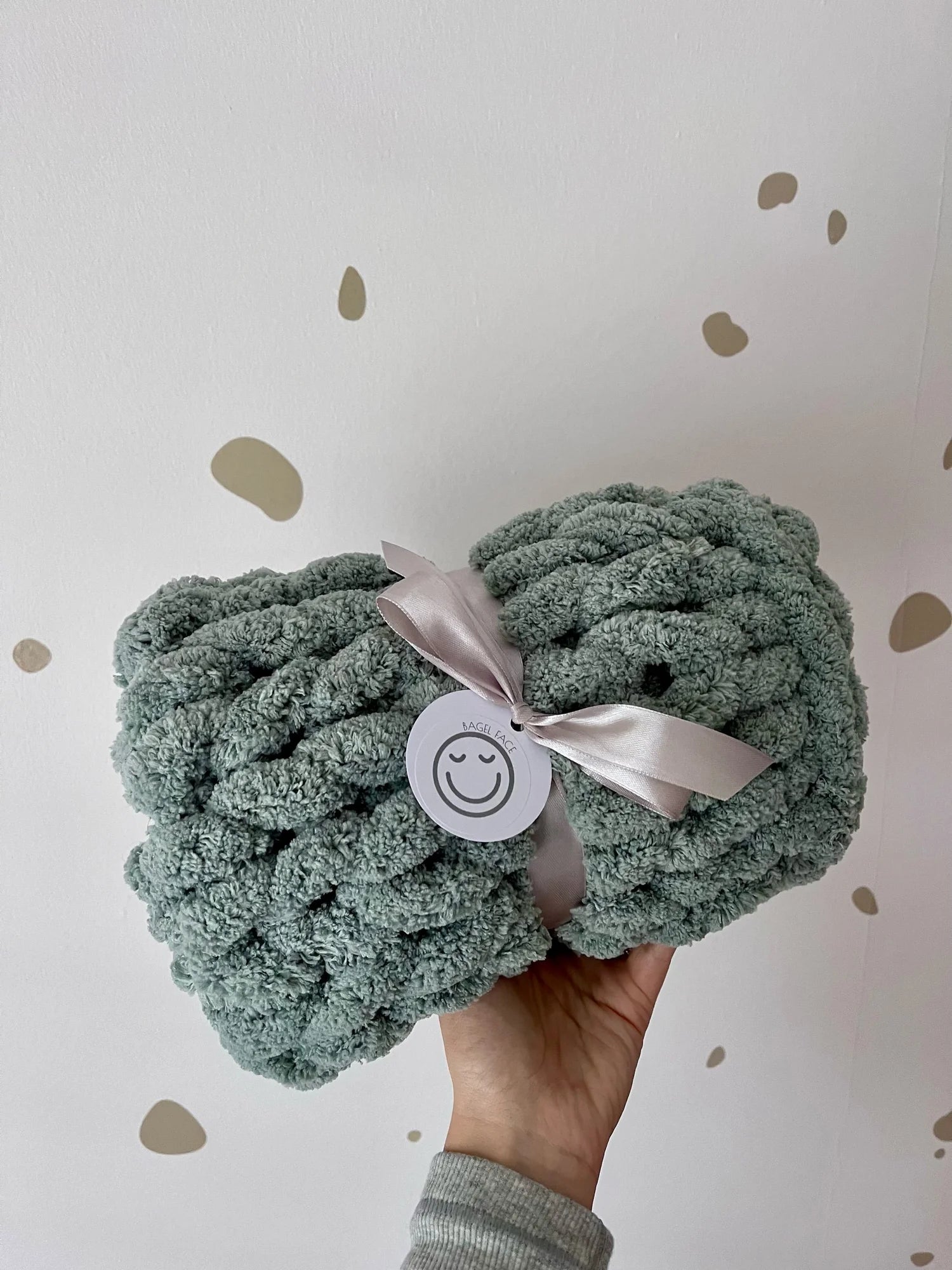 *RTS* Super Chunky Hand-Knitted Baby Blanket (Eucalyptus)