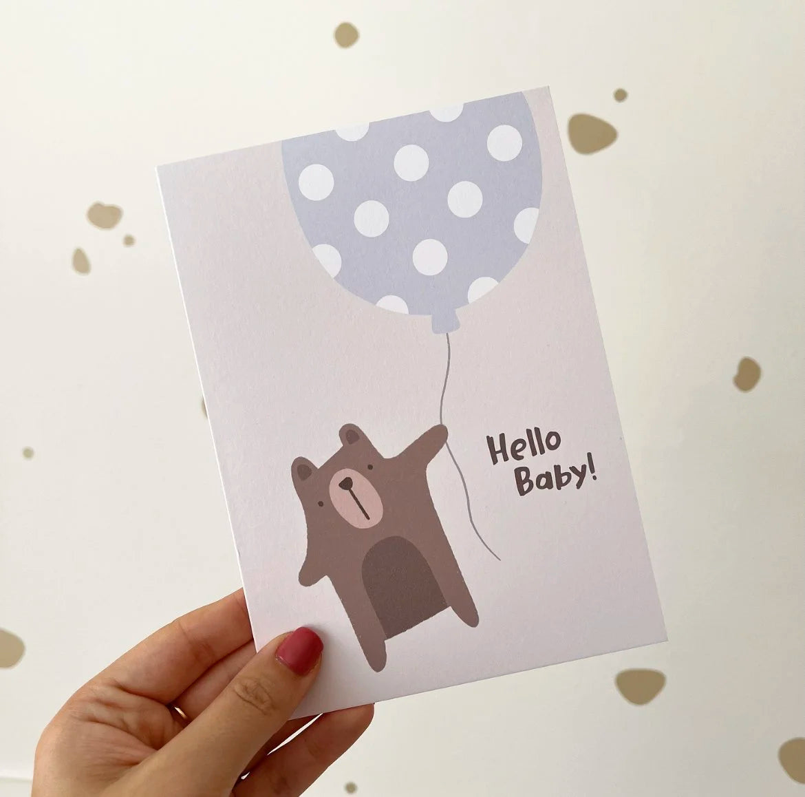 Hello Baby Bear Card (Blue) - Love Kiddo UK