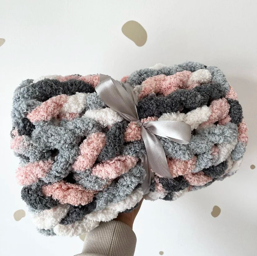 Super Chunky Hand-Knitted Baby Blanket (Ice-Cream)