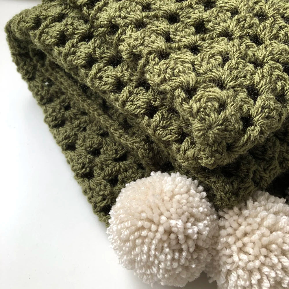 Pom-Pom Baby Blanket (All Colours)