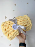 Chunky Hand-Knitted Baby Blanket (Lemon)