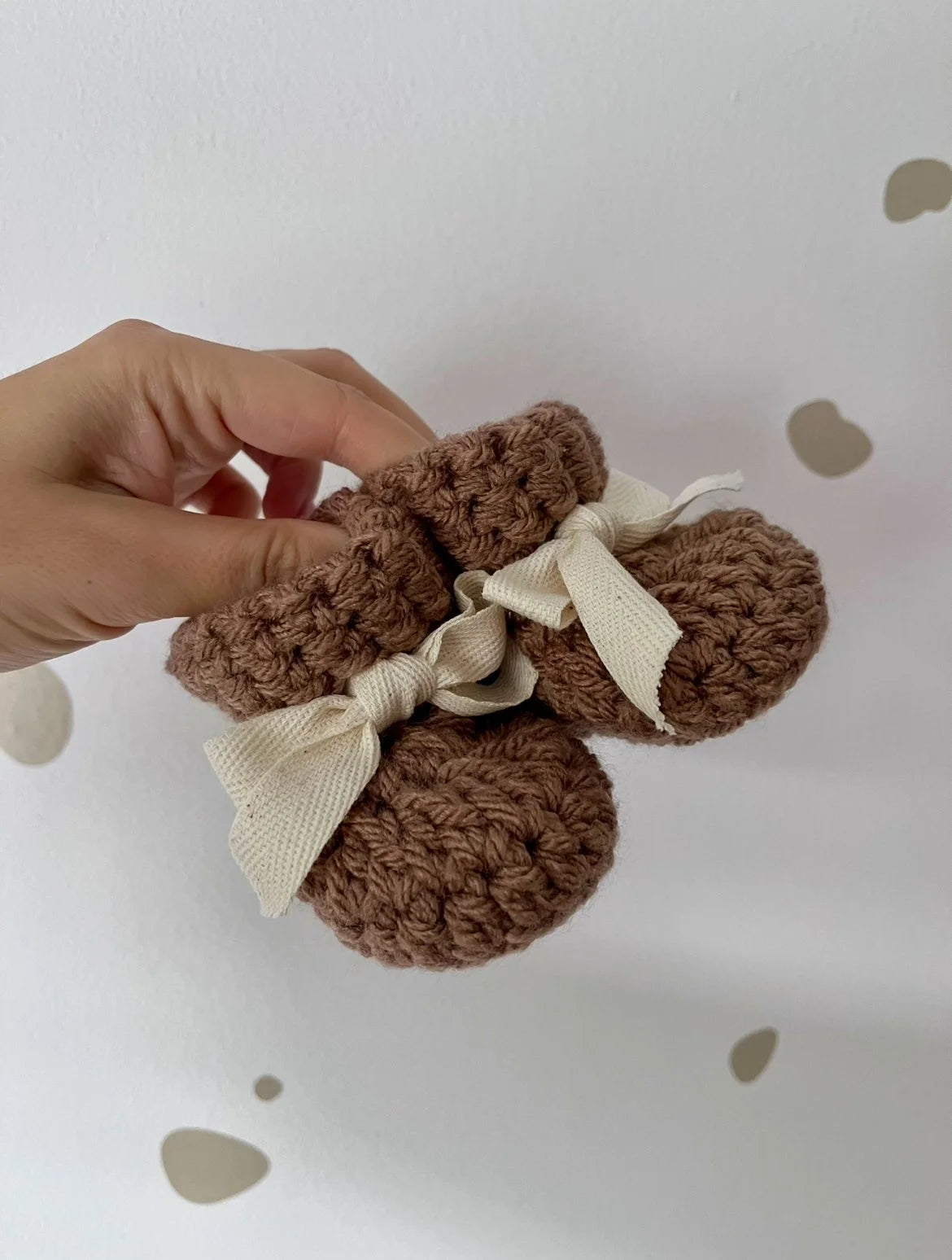 Natural Lace Baby Booties (Brown)