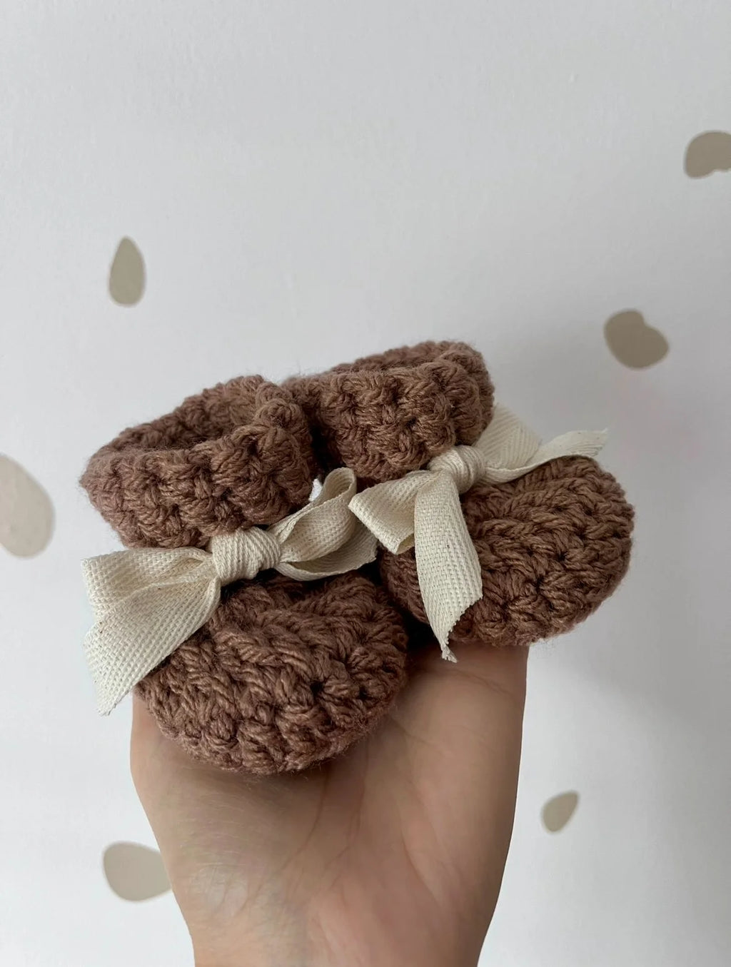 Natural Lace Baby Booties (Brown)