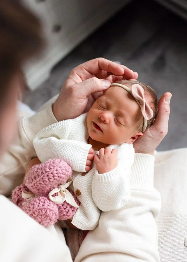 Natural Lace Baby Booties (Pale Rose)