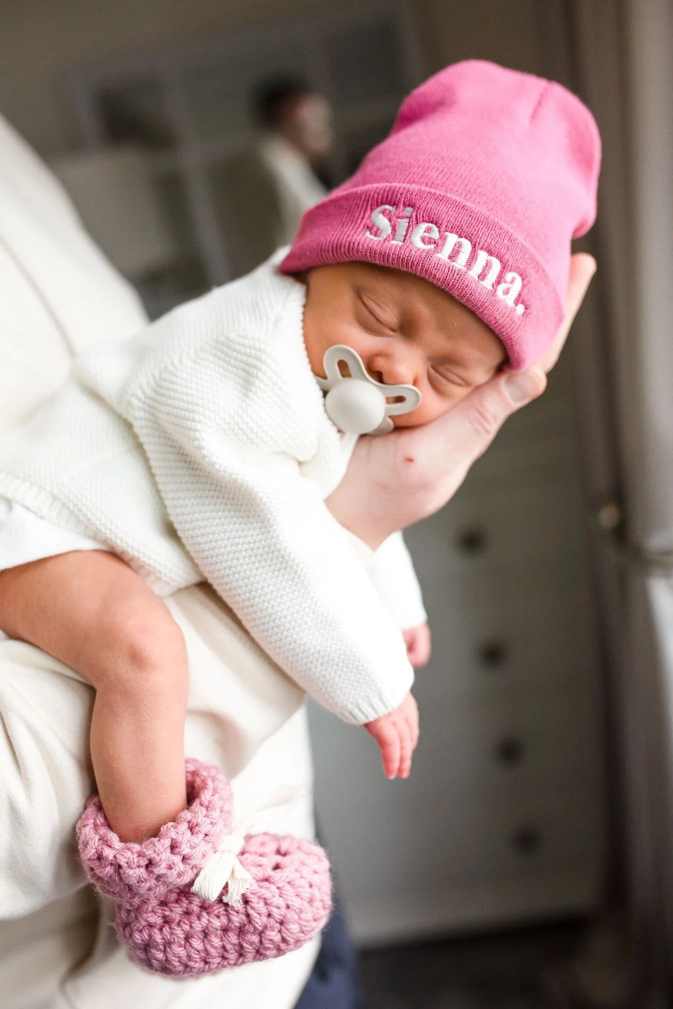 Natural Lace Baby Booties (Pale Rose)