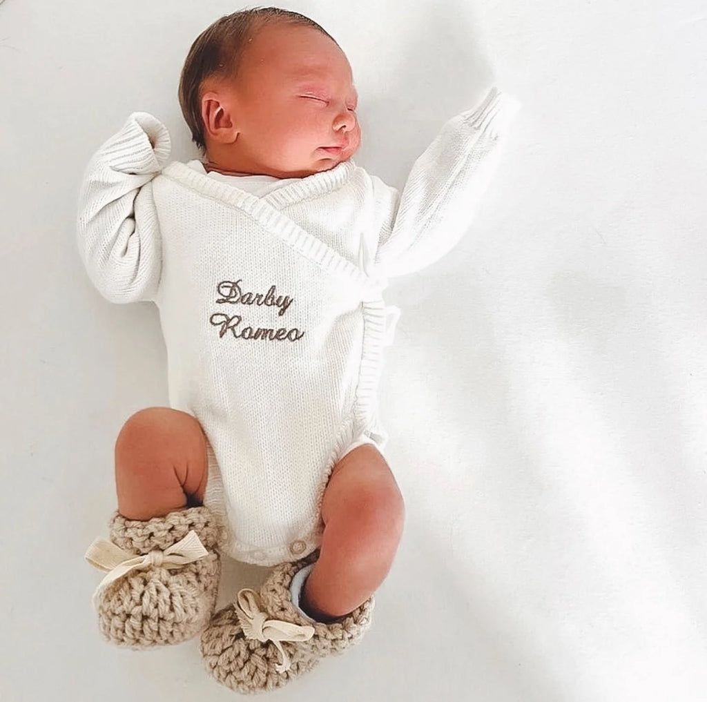 Natural Lace Baby Booties (Stone)