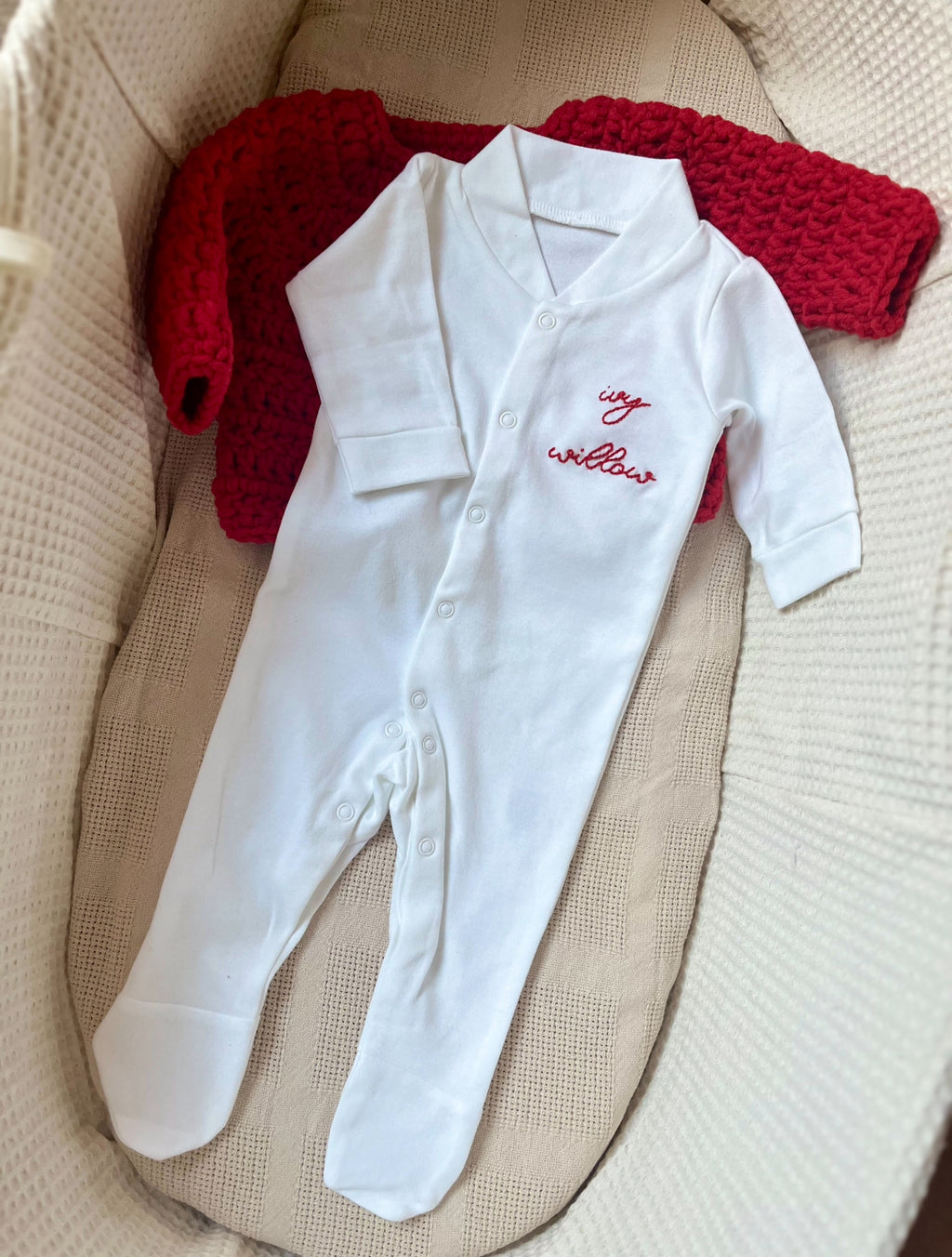 Personalised Baby Name Christmas Sleepsuit