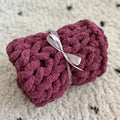 Super Chunky Hand-Knitted Baby Blanket (Plum)