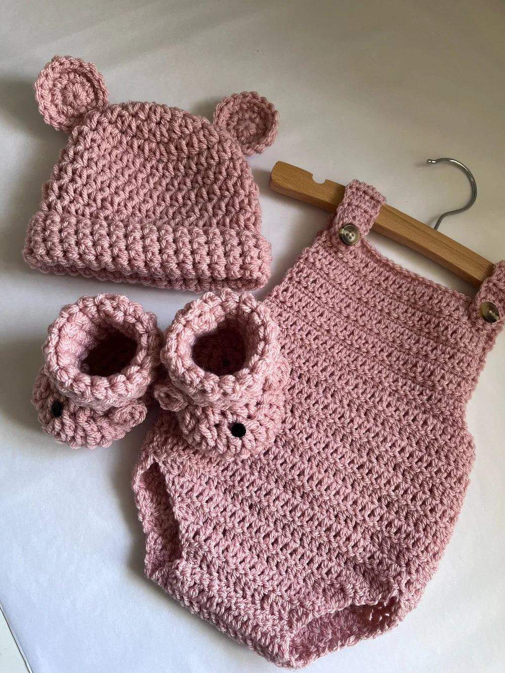 Romper, Hat & Bootie Set - Powder  Pink