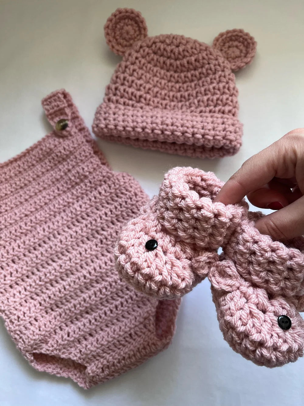 Romper, Hat & Bootie Set - Powder  Pink