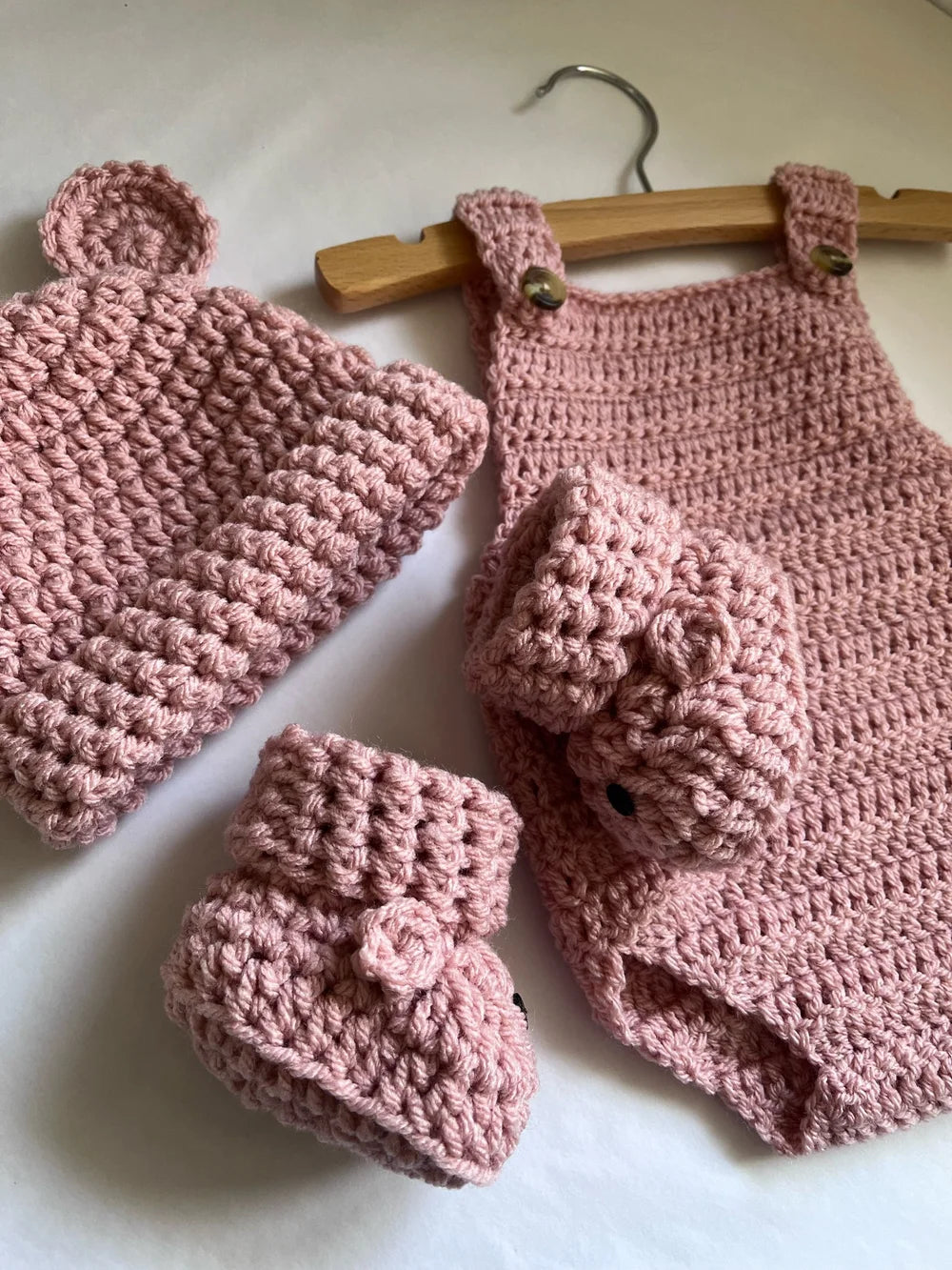 Romper, Hat & Bootie Set - Powder  Pink