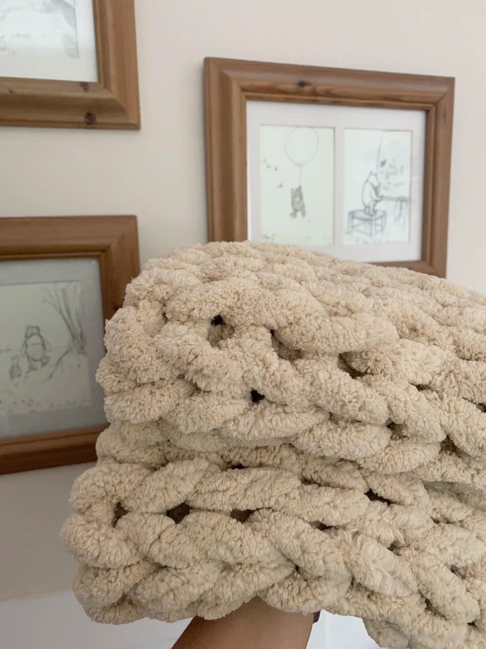 *RTS* Chunky Hand-Knitted Baby Blanket (Sand)