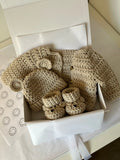 Cardigan, Hat & Bootie Set - Stone