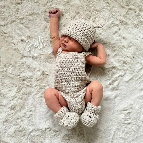 Romper, Hat & Bootie Set - Stone