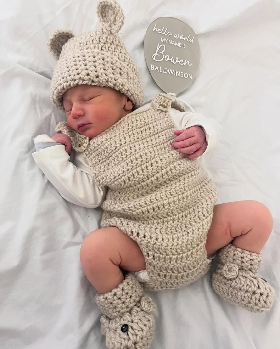 Romper, Hat & Bootie Set - Stone