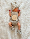Romper, Hat & Bootie Set - Stone