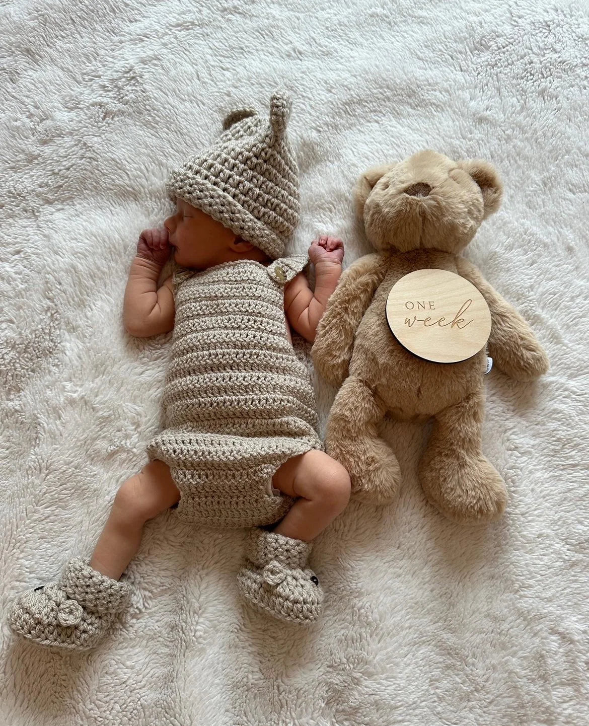 Romper, Hat & Bootie Set - Stone