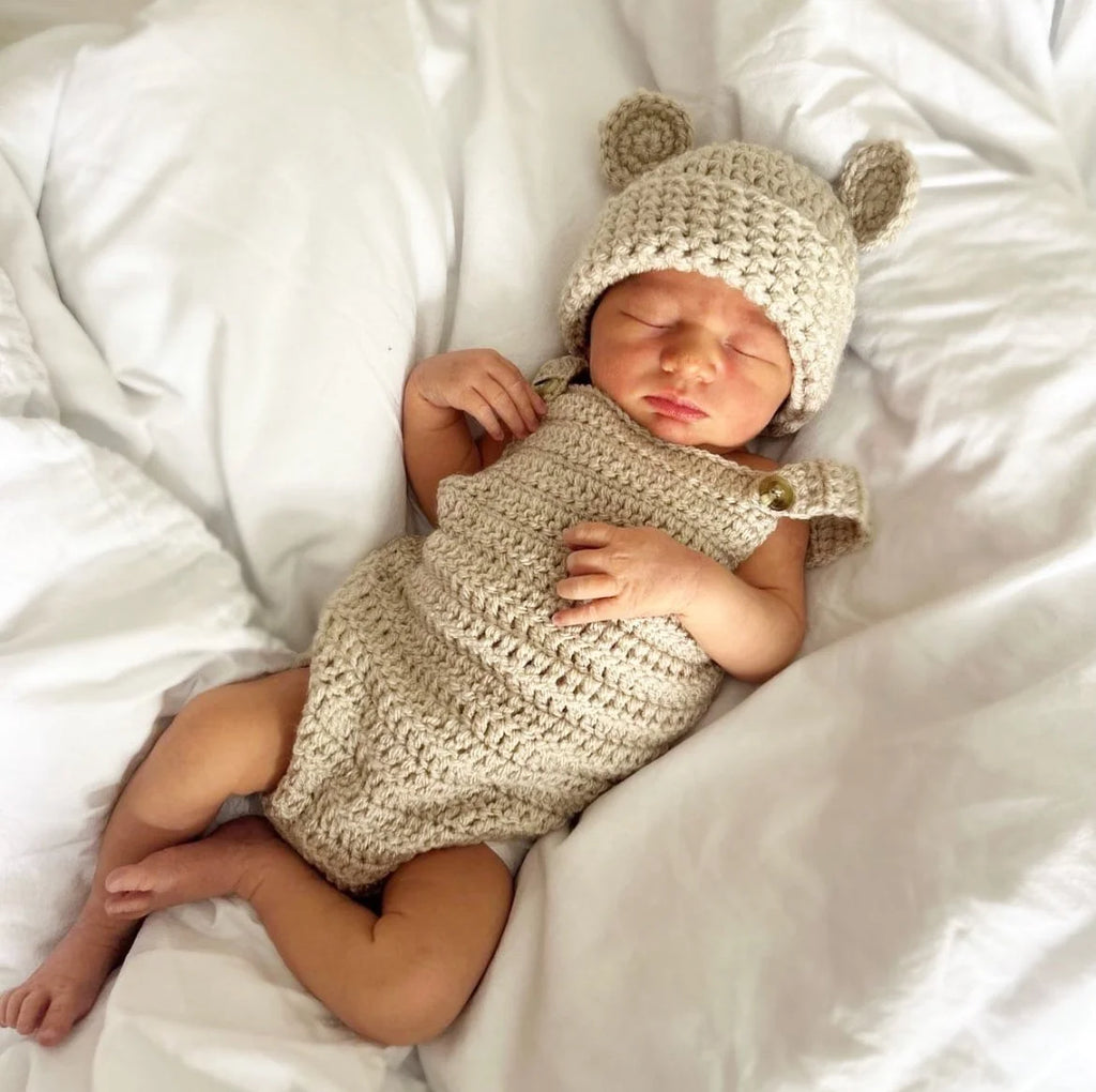 Romper, Hat & Bootie Set - Stone