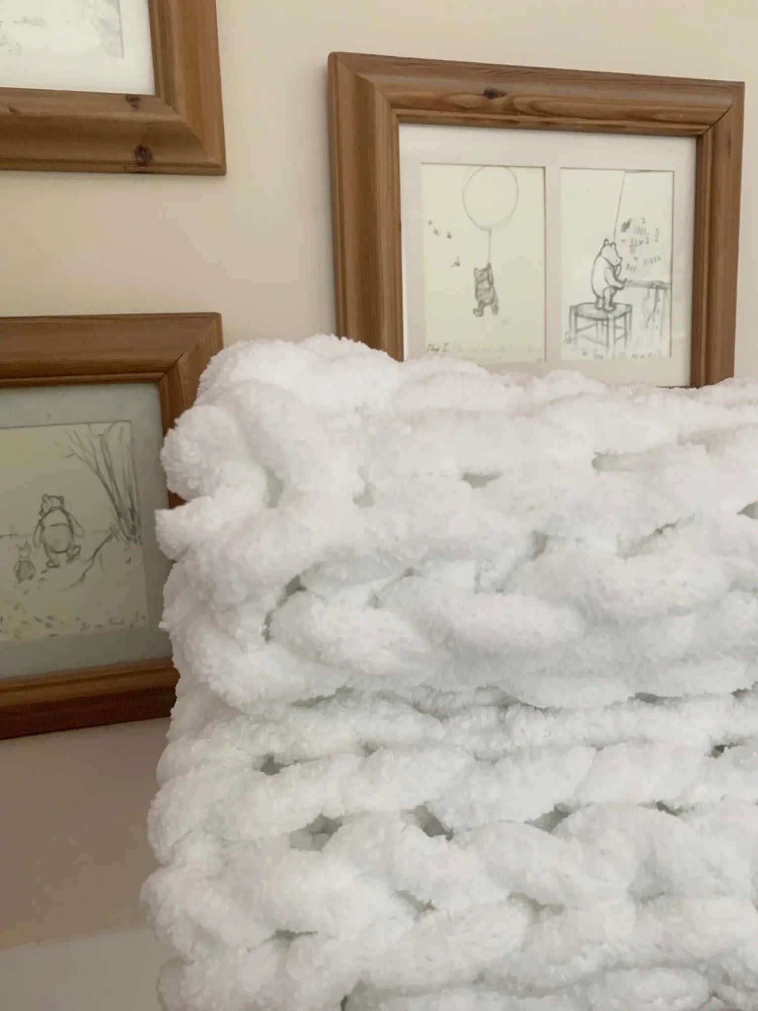 Chunky Hand-Knitted Baby Blanket (White)