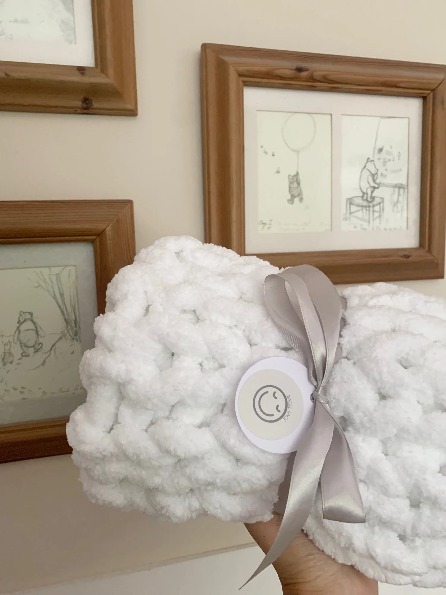 Chunky Hand-Knitted Baby Blanket (White)